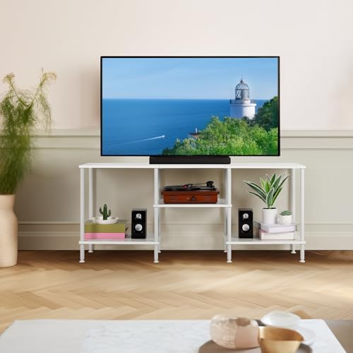 White TV Stand with Storage for 50 Inch TV Entertainment Center