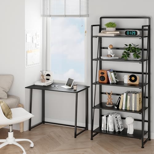 No Assembly Folding Bookshelf for Living Room,Collapsible Book Shelf for Home Office, Portable Bookcase Storage Organizer Rack Shelves