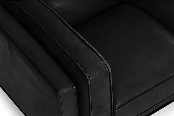 Valencia Artisan Full Leather Sofa - Pure Full Italian Nappa Leather Couch, Solid Wood Accent, Ultimate Comfort (Black, L-Shape Sectional)