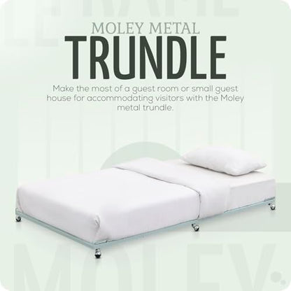 Kings Brand Twin Roll-Out Metal Platform Trundle Bed Frame, Glacier