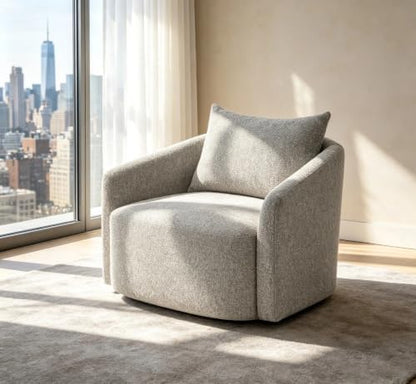 Oversized Boucle Swivel Accent Chair, 40" Wide Upholstered Armchair,5Colors (1, Heather Grey)