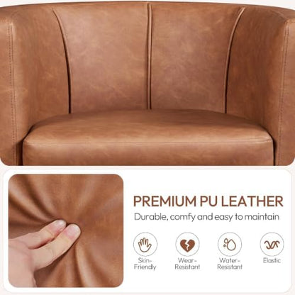 Yaheetech Barrel Accent Chair, Mid Century Armchair, Brown