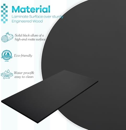 Kaboon Tabletop Black, Solid One-Piece Desktop for Sit Stand Desk, Double Desks, L Desk DIY,Wood Countertop Home or Commercial Use,1 inch Thick, Black, 23.62" D x 59.1" W