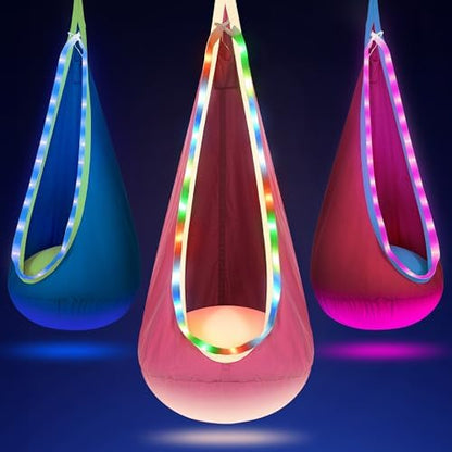 OUTREE Light Up Pod Swing Seat, Sensory Swing with LED Light