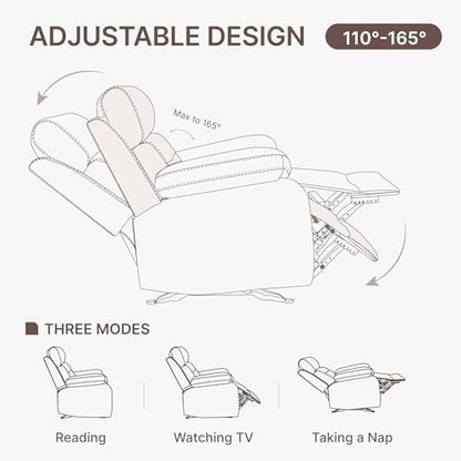 KISLOT Faux Leather Recliner Chair, Manual Ergonomic Rocker, Brown