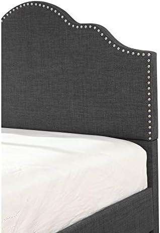 Wallace & Bay Kirby Upholstered Bed with Nailhead, King, Dark Gray