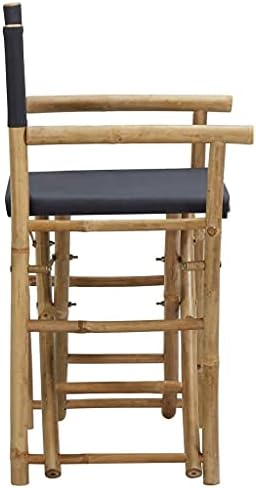 Director's Chair Set of 2 Dark Grey Bamboo, Polyester Standard,2Piece Folding Director's Chairs Set Rustic Style Outdoor Furniture for Gardens & Patios Outdoor Furniture