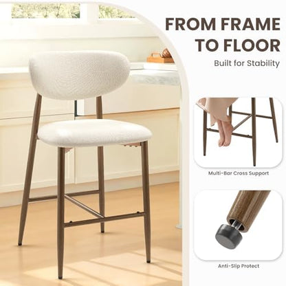 MALOL Upholstered Bar Stools Set of 3, Beige