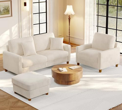 Welzona 70.2" Couches for living room, Comfy Corduroy Couch Set, Sofa Set