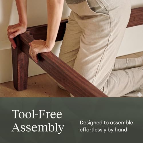 Bamboo Japanese Joinery Bamboo Platform Bed Frame, Full, Walnut