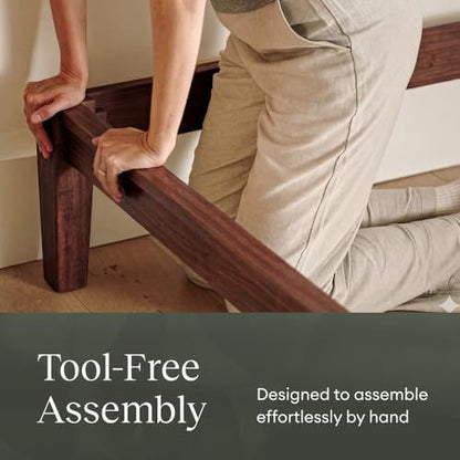 Bamboo Japanese Joinery Bamboo Platform Bed Frame, Full, Walnut