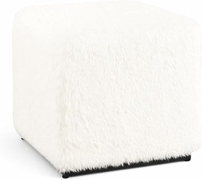 HomePop 16" Cube Ottoman - White Faux Fur