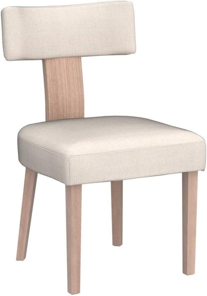 HNY Mid Century Modern Dining Chairs Set of 6, Upholstered Linen Kitchen & Dining Room Chairs with Ergonomic Curved Backrest, Solid Wood Legs, Farmhouse Accent Chair for Home, Apartment, Beige
