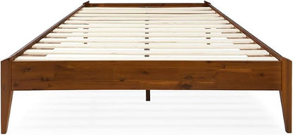 Bme Dinkee 15 Inch Signature Bed Frame Without Headboard - Modern & Minimalist Style with Acacia Wood - 12 Strong Wood Slat Support - Easy Assembly - No Box Spring Neededd - Dark Chocolate, Full