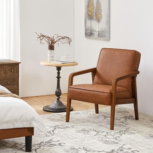 Yaheetech Accent Chair, Mid-Century Modern, Light Brown
