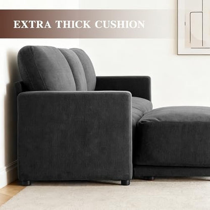 145" U-Shaped Modular Couch, 6-Piece Sofa, Ottomans, Grey