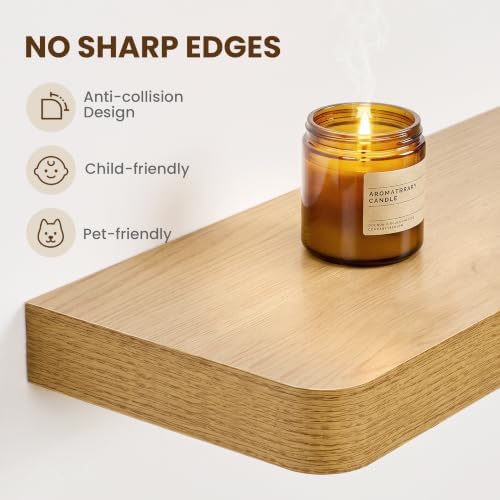 RICHFOCUS 72Inch Long Floating Shelves for Wall 1Pack, Oak, 8" Deep