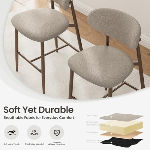 MALOL Counter Height Bar Stools with Backs Set of 2, Camel