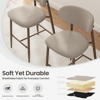 MALOL Counter Height Bar Stools with Backs Set of 2, Camel