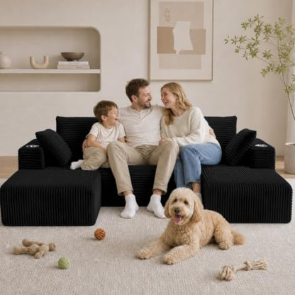 95" U-Shaped Modular Sectional Sofa with Ottoman