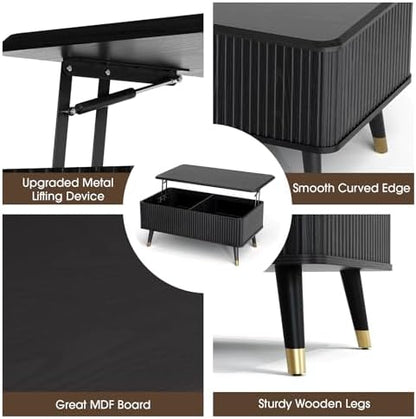 Black Lift Top Coffee Table with Storage for Living Room,38"
