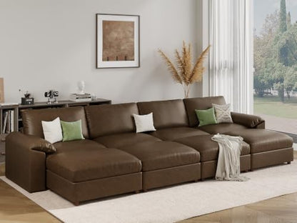EASE MOOSE Sectional Couches Bed for Living Room, Sleeper Sofa, Deep Brown