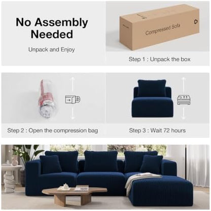 Novilla 106" Modular Sectional Sofa, Deep Seat Modern Cloud Sectional Couch with Smarts Coil® Support, Boneless Sectional Couch for Living Room Apartment, No Assembly Required, Blue