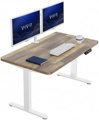 VIVO Electric Standing Desk, Solid 1-Piece 43" x 24" Reclaimed Wood Top