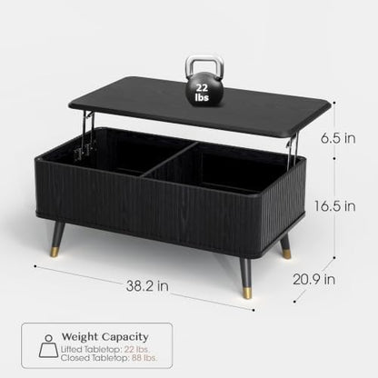 Black Lift Top Coffee Table with Storage for Living Room,38"