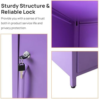 ALBAD Metal Nightstand with Lockable Cabinet