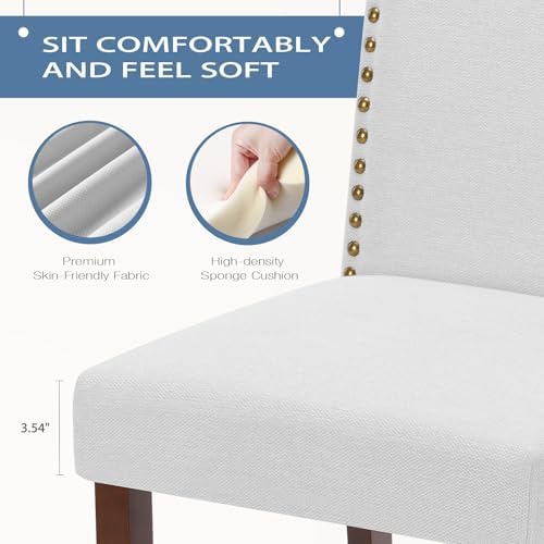 DUMOS Dining Chairs Set of 4, Upholstered Accent Chair, Light Grey
