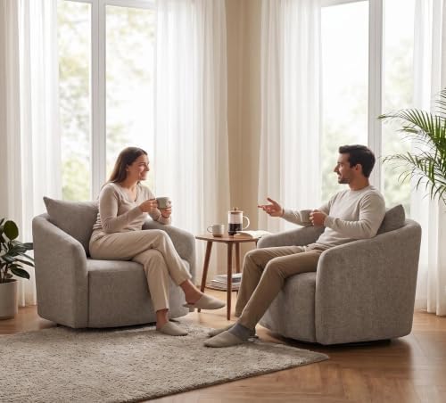 Oversized Boucle Swivel Accent Chair, 40" Wide Upholstered Armchair,5Colors (1, Heather Grey)