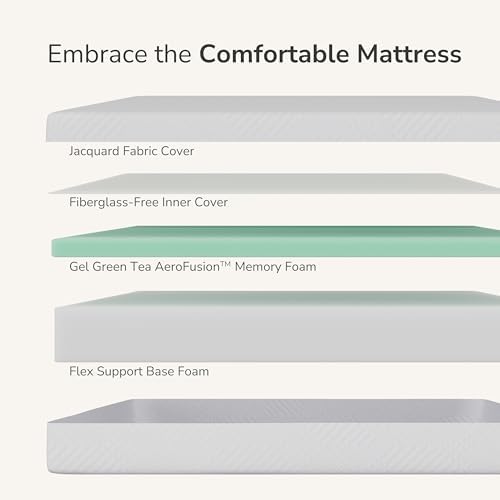 MLILY 10 Inch Twin Mattress for Kids Green Tea Memory Foam Medium Firm