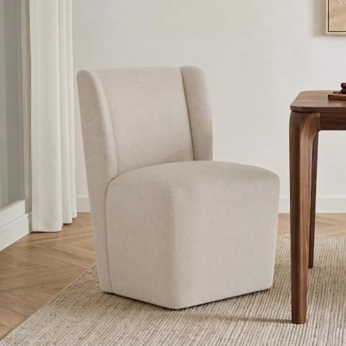 KISLOT Upholstered Dining Chairs Set of 1 with Hidden Casters, Sand