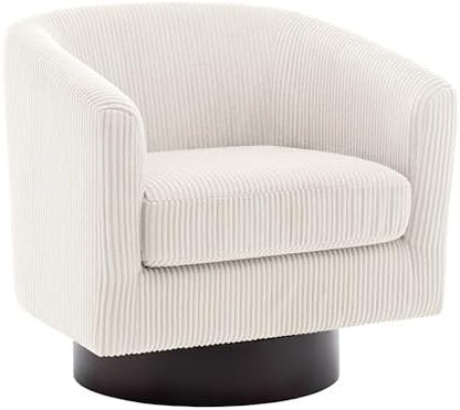 Swivel Barrel Chairs Set of 2, Corduroy Accent Chair, Beige