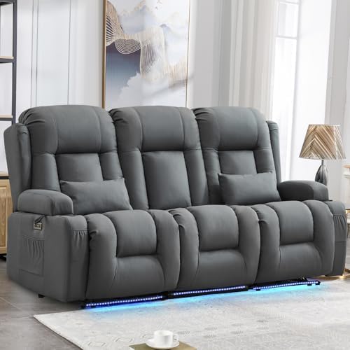 IPKIG Power Loveseat Recliner Sofa with Flip Back Console, 76.8" - 3 Seat