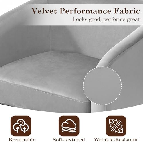 Swivel Barrel Accent Chair, Velvet Upholstered Armchair, Gray