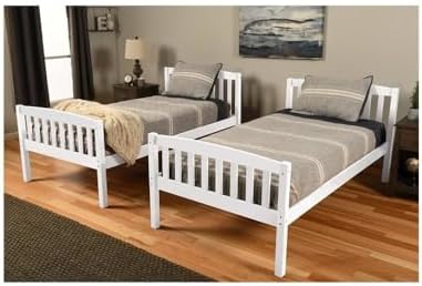 Kodiak Furniture Claire Twin Over Twin Wood Bunk Bed in White-Mattresses Not Included