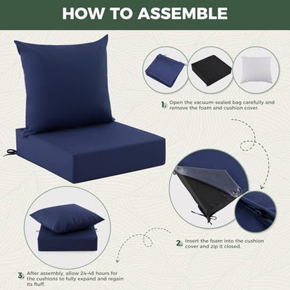 Outdoor Chair Cushions, Waterproof & Fade Resistant Patio Cushions