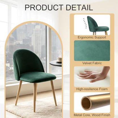 Lightdot Velvet Dining Chairs Set of 2, Modern Accent Side Chairs with Metal Legs, Living Room Chairs for Kitchen