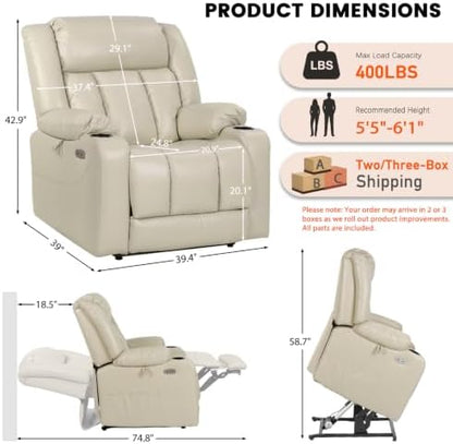 EONIX Large Power Lift Recliner Chair for Elderly, 400 lb Heavy Duty, White