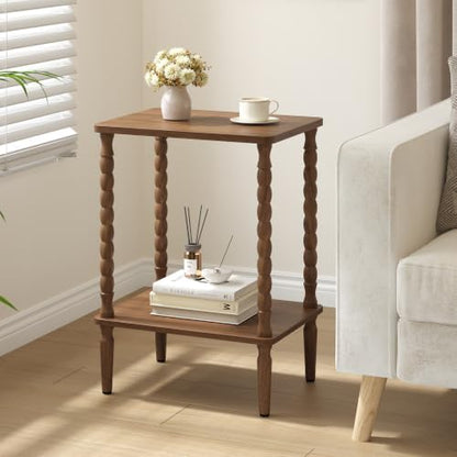 TUTOTAK Small End Table with Solid Wood Legs, Side Table Set of 2