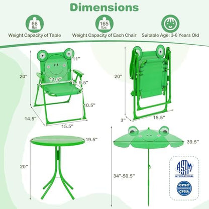 Kids Picnic Table, Kids Outdoor Table with 2 Folding Chairs