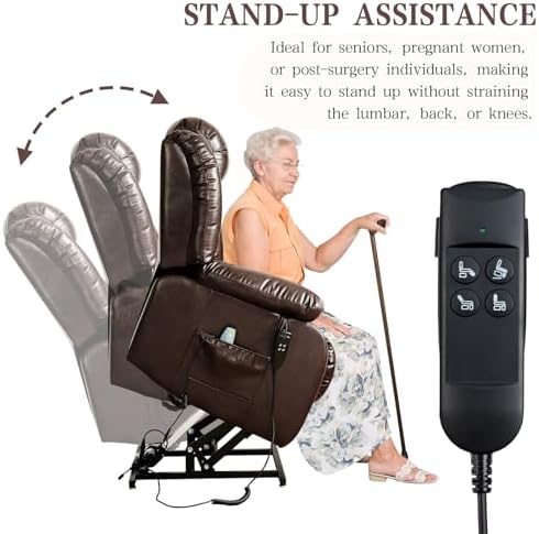 Infinite Position Lay Flat Power Lift Recliner Chair for Elderly, Brown