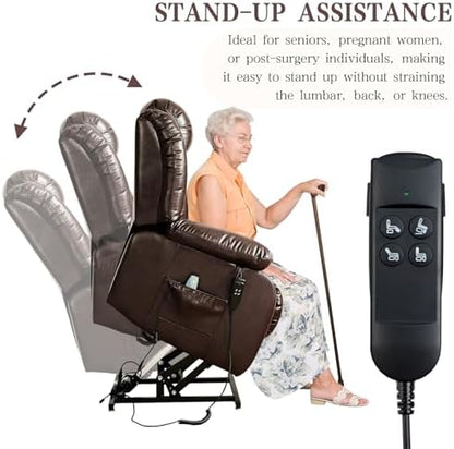 Infinite Position Lay Flat Power Lift Recliner Chair for Elderly, Brown