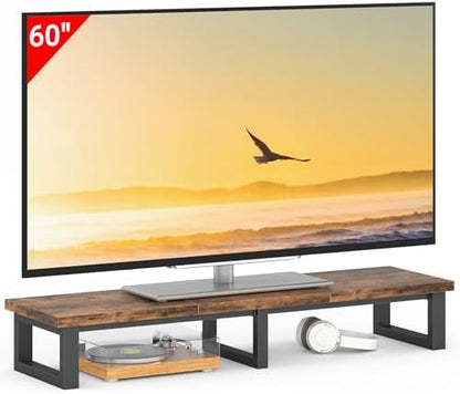 YAOHUOO 45" Large TV Riser for 32-60 inch TV, TV Riser Stand Shelf,Brown