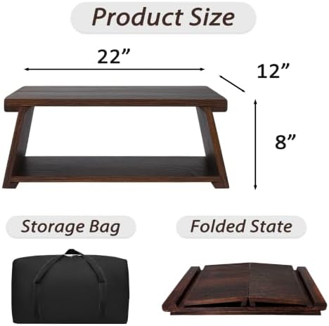 Folding Japanese Low Floor Table, Small Wooden Meditation Altra Table