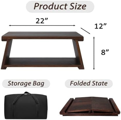 Folding Japanese Low Floor Table, Small Wooden Meditation Altra Table
