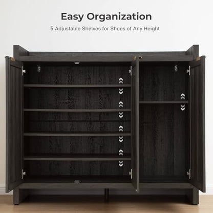 SICOTAS Shoe Storage Cabinet, 30 Pairs Rattan Shoe Cabinet for Entryway