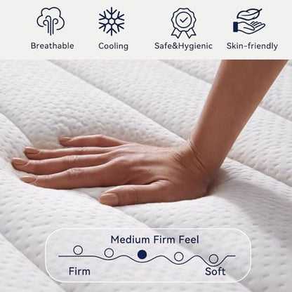Upgraded Luxury 12 Inch California King Size Hybrid Mattress, Medium Firm